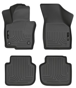 Volkswagen Passat Floor Liners - Front + Rear - Husky Liners - WeatherBeater Front + 2nd Row Combo - Black - 2012